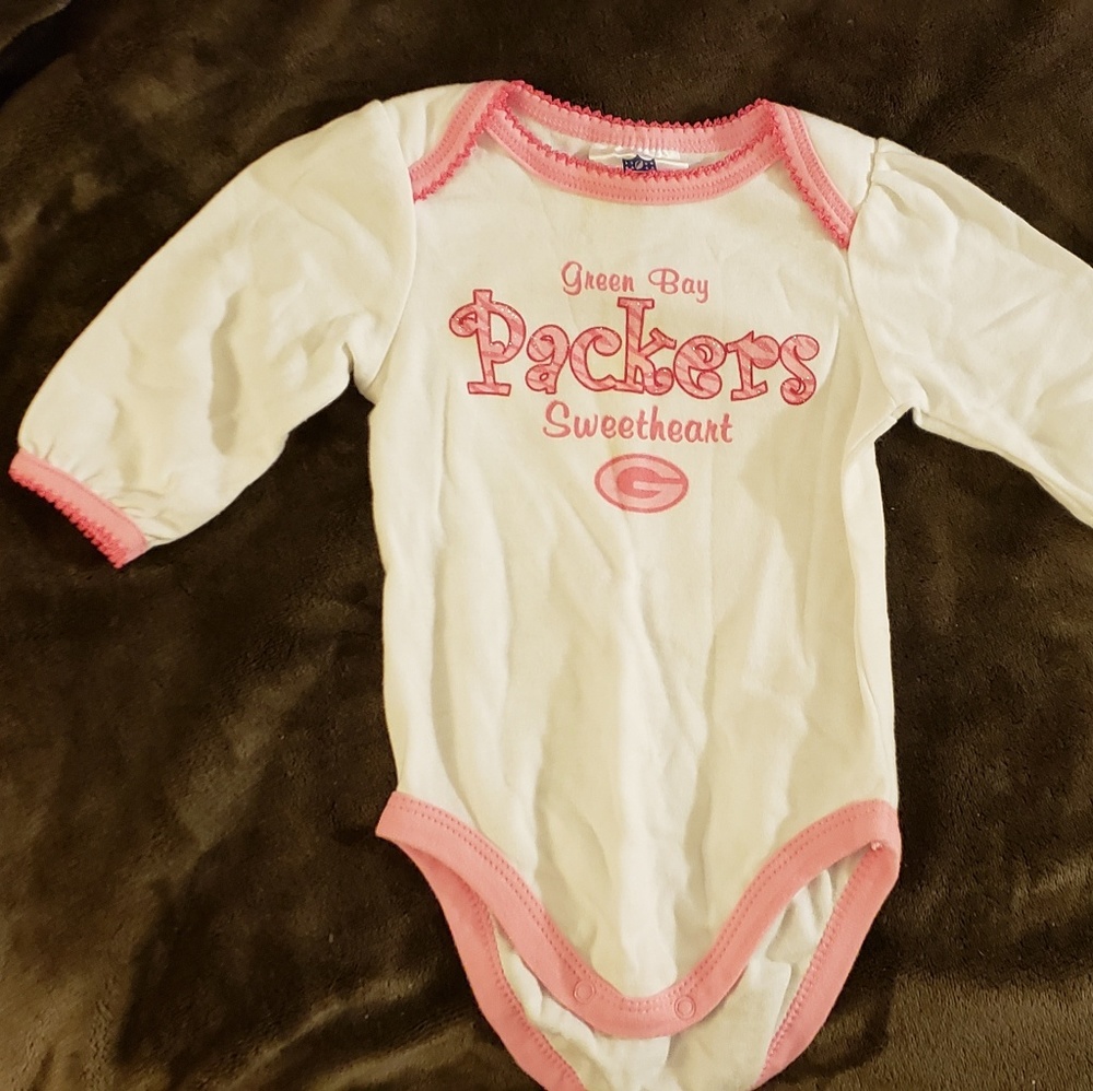 Pink Green Bay Packers Onesie